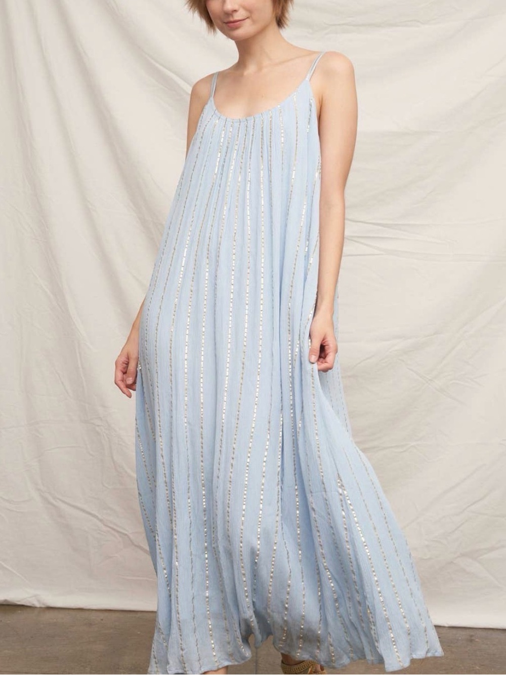 En Crème Striped Maxi Dress in Blue